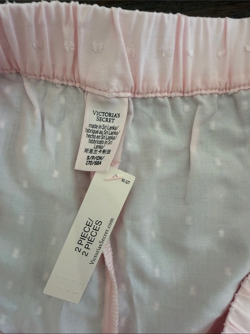 Victoria's Secret Light Pink Eyelet Cotton Sleep Set - Short Sleeve Top & Shorts - Picture 6 of 6
